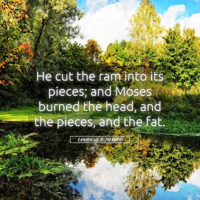 Picture 05 - Leviticus 8:20 WEB - He cut the ram into its pieces; and Moses burned - Bible Verse Picture