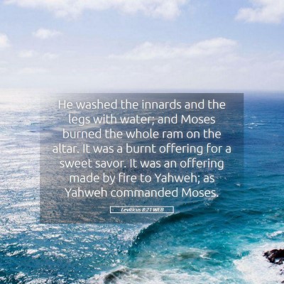 Picture 05 - Leviticus 8:21 WEB - He washed the innards and the legs with water; - Bible Verse Picture