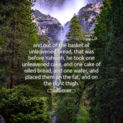 Picture 05 - Leviticus 8:26 WEB - and out of the basket of unleavened bread, that - Bible Verse Picture