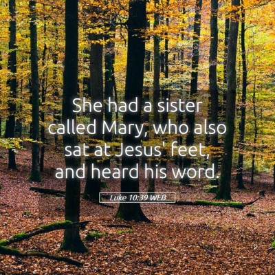 Picture 05 - Luke 10:39 WEB - She had a sister called Mary, who also sat at - Bible Verse Picture
