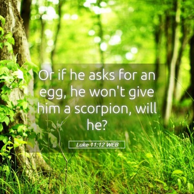 Picture 05 - Luke 11:12 WEB - Or if he asks for an egg, he won't give him a - Bible Verse Picture