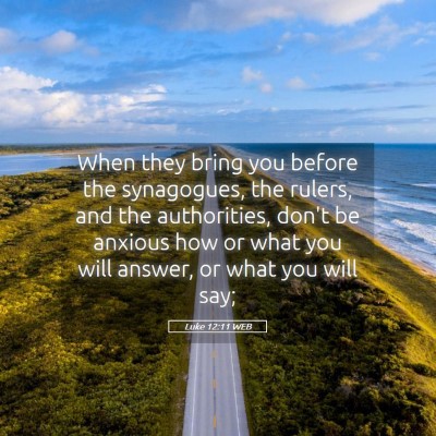 Picture 05 - Luke 12:11 WEB - When they bring you before the synagogues, the - Bible Verse Picture