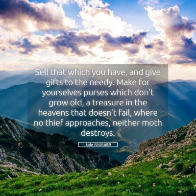 Picture 05 - Luke 12:33 WEB - Sell that which you have, and give gifts to the - Bible Verse Picture