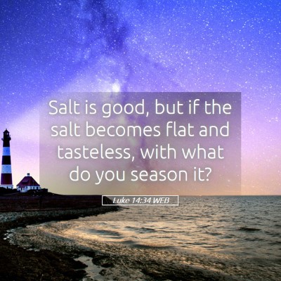 Picture 05 - Luke 14:34 WEB - Salt is good, but if the salt becomes flat and - Bible Verse Picture