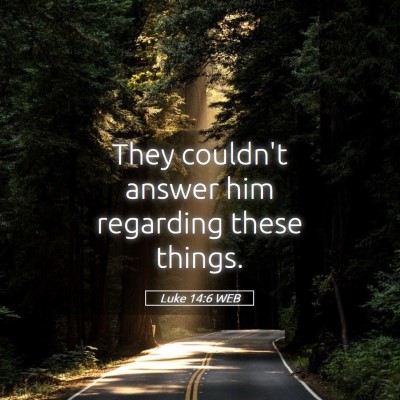 Picture 05 - Luke 14:6 WEB - They couldn't answer him regarding these - Bible Verse Picture