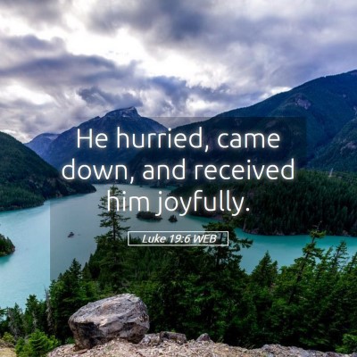 Picture 05 - Luke 19:6 WEB - He hurried, came down, and received him - Bible Verse Picture