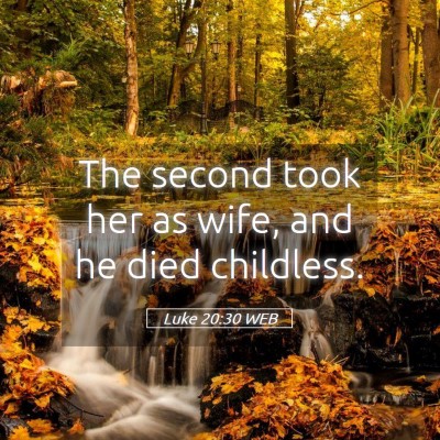 Picture 05 - Luke 20:30 WEB - The second took her as wife, and he died - Bible Verse Picture