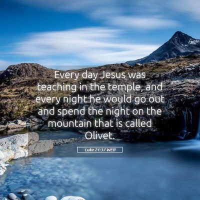 Picture 05 - Luke 21:37 WEB - Every day Jesus was teaching in the temple, and - Bible Verse Picture