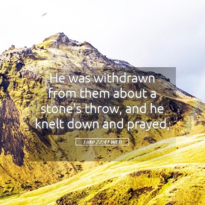 Picture 05 - Luke 22:41 WEB - He was withdrawn from them about a stone's throw, - Bible Verse Picture