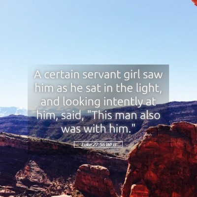 Picture 05 - Luke 22:56 WEB - A certain servant girl saw him as he sat in the - Bible Verse Picture