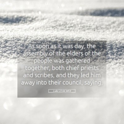 Picture 05 - Luke 22:66 WEB - As soon as it was day, the assembly of the elders - Bible Verse Picture