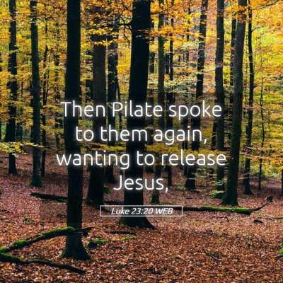 Picture 05 - Luke 23:20 WEB - Then Pilate spoke to them again, wanting to - Bible Verse Picture