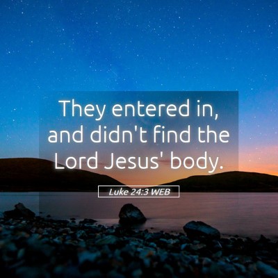Picture 05 - Luke 24:3 WEB - They entered in, and didn't find the Lord Jesus' - Bible Verse Picture