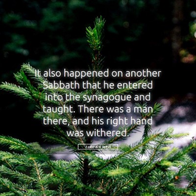 Picture 05 - Luke 6:6 WEB - It also happened on another Sabbath that he - Bible Verse Picture
