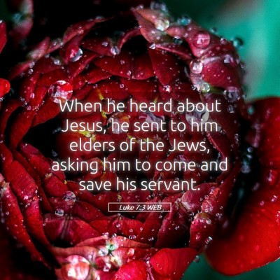 Picture 05 - Luke 7:3 WEB - When he heard about Jesus, he sent to him elders - Bible Verse Picture