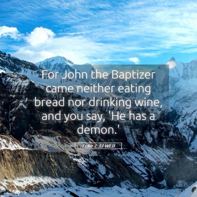 Picture 05 - Luke 7:33 WEB - For John the Baptizer came neither eating bread - Bible Verse Picture