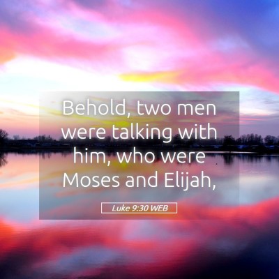 Picture 05 - Luke 9:30 WEB - Behold, two men were talking with him, who were - Bible Verse Picture