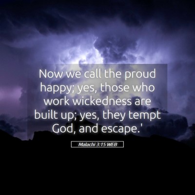 Picture 05 - Malachi 3:15 WEB - Now we call the proud happy; yes, those who work - Bible Verse Picture