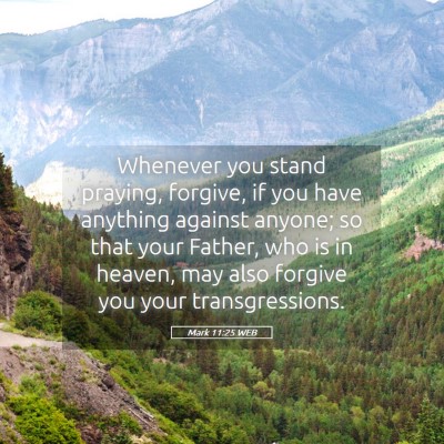 Picture 05 - Mark 11:25 WEB - Whenever you stand praying, forgive, if you have - Bible Verse Picture