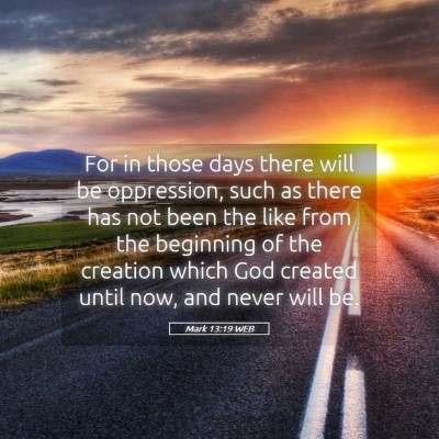 Picture 05 - Mark 13:19 WEB - For in those days there will be oppression, such - Bible Verse Picture