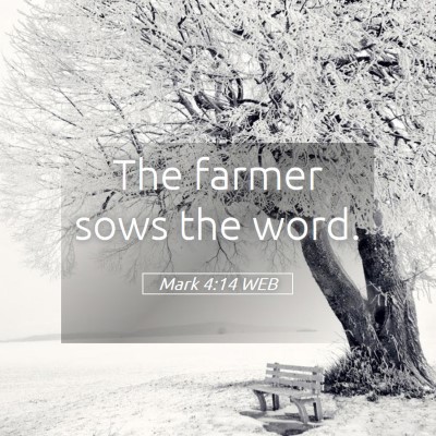 Picture 05 - Mark 4:14 WEB - The farmer sows the - Bible Verse Picture