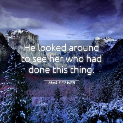 Picture 05 - Mark 5:32 WEB - He looked around to see her who had done this - Bible Verse Picture