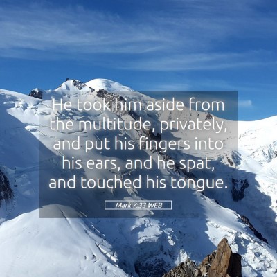 Picture 05 - Mark 7:33 WEB - He took him aside from the multitude, privately, - Bible Verse Picture