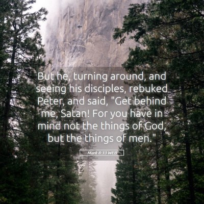 Picture 05 - Mark 8:33 WEB - But he, turning around, and seeing his disciples, - Bible Verse Picture