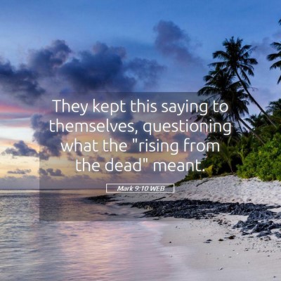 Picture 05 - Mark 9:10 WEB - They kept this saying to themselves, questioning - Bible Verse Picture