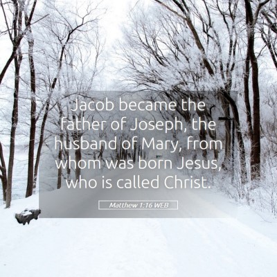 Picture 05 - Matthew 1:16 WEB - Jacob became the father of Joseph, the husband of - Bible Verse Picture