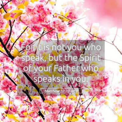 Picture 05 - Matthew 10:20 WEB - For it is not you who speak, but the Spirit of - Bible Verse Picture