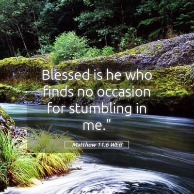 Picture 05 - Matthew 11:6 WEB - Blessed is he who finds no occasion for stumbling - Bible Verse Picture