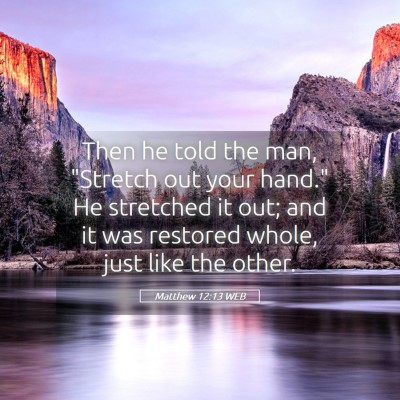 Picture 05 - Matthew 12:13 WEB - Then he told the man, 