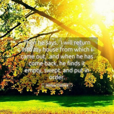 Picture 05 - Matthew 12:44 WEB - Then he says, 'I will return into my house from - Bible Verse Picture