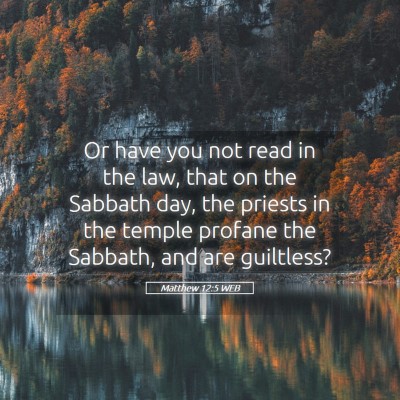 Picture 05 - Matthew 12:5 WEB - Or have you not read in the law, that on the - Bible Verse Picture