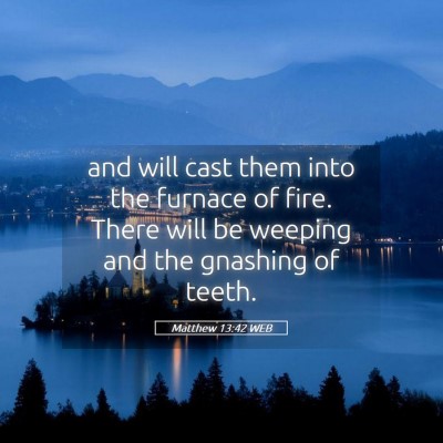 Picture 05 - Matthew 13:42 WEB - and will cast them into the furnace of fire. - Bible Verse Picture