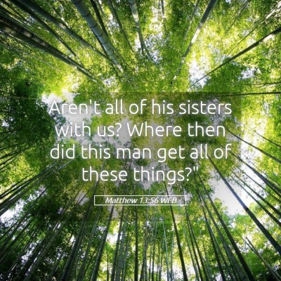 Picture 05 - Matthew 13:56 WEB - Aren't all of his sisters with us? Where then did - Bible Verse Picture