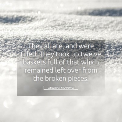 Picture 05 - Matthew 14:20 WEB - They all ate, and were filled. They took up - Bible Verse Picture