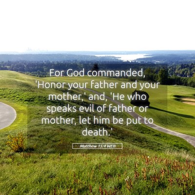 Picture 05 - Matthew 15:4 WEB - For God commanded, 'Honor your father and your - Bible Verse Picture