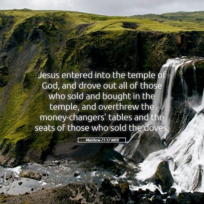 Picture 05 - Matthew 21:12 WEB - Jesus entered into the temple of God, and drove - Bible Verse Picture