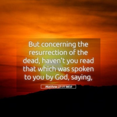 Picture 05 - Matthew 22:31 WEB - But concerning the resurrection of the dead, - Bible Verse Picture