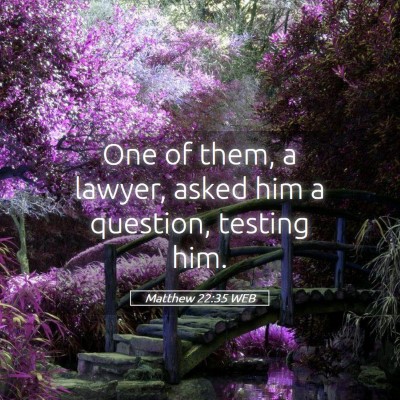Picture 05 - Matthew 22:35 WEB - One of them, a lawyer, asked him a question, - Bible Verse Picture