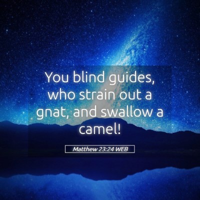 Picture 05 - Matthew 23:24 WEB - You blind guides, who strain out a gnat, and - Bible Verse Picture