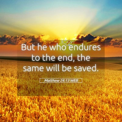 Picture 05 - Matthew 24:13 WEB - But he who endures to the end, the same will be - Bible Verse Picture