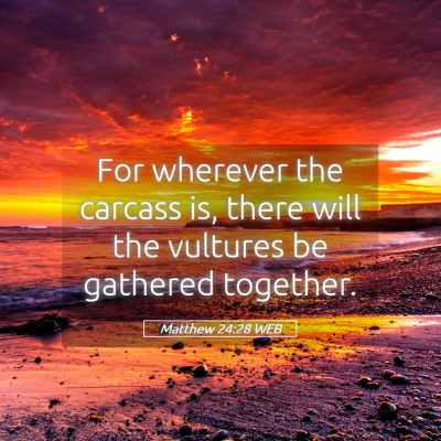 Picture 05 - Matthew 24:28 WEB - For wherever the carcass is, there will the - Bible Verse Picture