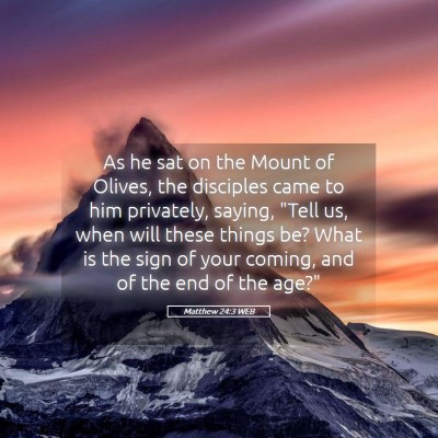 Picture 05 - Matthew 24:3 WEB - As he sat on the Mount of Olives, the disciples - Bible Verse Picture