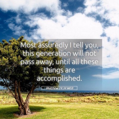 Picture 05 - Matthew 24:34 WEB - Most assuredly I tell you, this generation will - Bible Verse Picture