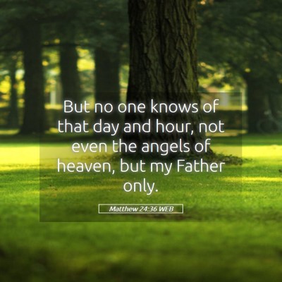 Picture 05 - Matthew 24:36 WEB - But no one knows of that day and hour, not even - Bible Verse Picture