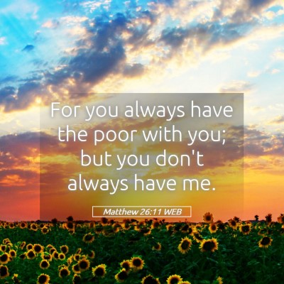Picture 05 - Matthew 26:11 WEB - For you always have the poor with you; but you - Bible Verse Picture