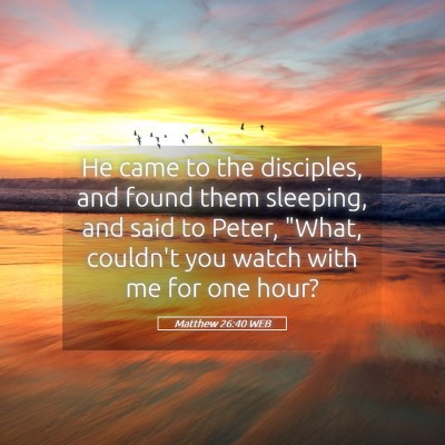 Picture 05 - Matthew 26:40 WEB - He came to the disciples, and found them - Bible Verse Picture